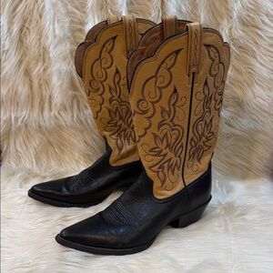 New Ariat Black and Tan Leather Womens Cowboy Boots -Size 8.5